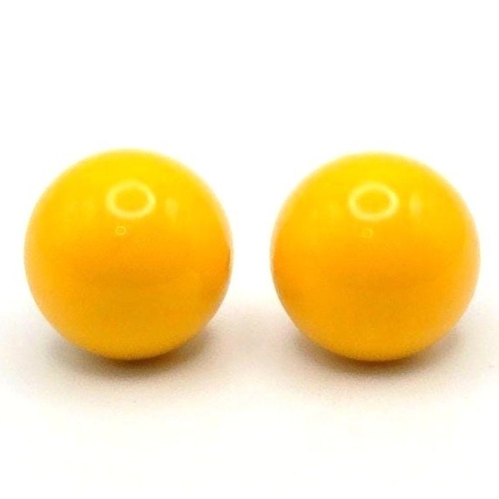 Vintage Les Bernard Sunny Yellow Lucite‎ Domed Clip-On Button Earrings
